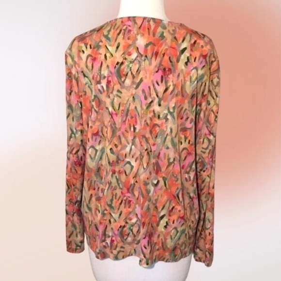 Tanjay Floral Zip‎ Front Gold Shimmer Jacket Petite Med - Picture 3 of 8